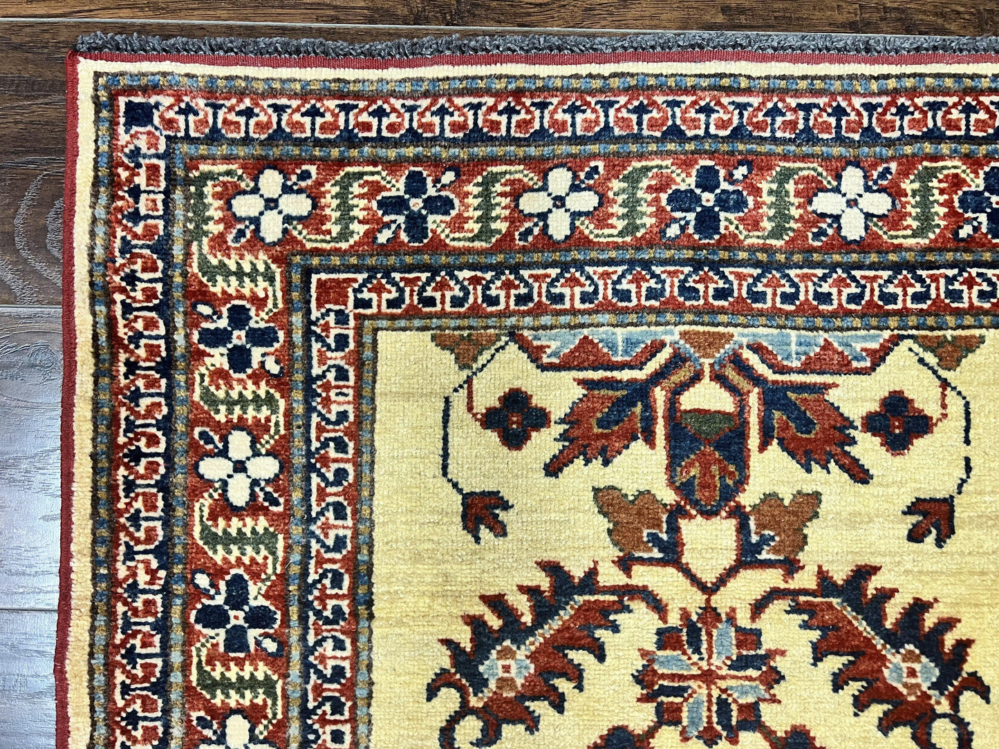 Afghan Heriz Runner Rug 2.9 x 12, Vintage Hand Knotted Persian Carpet for Hallway, 12ft Runner, Wool, Cream