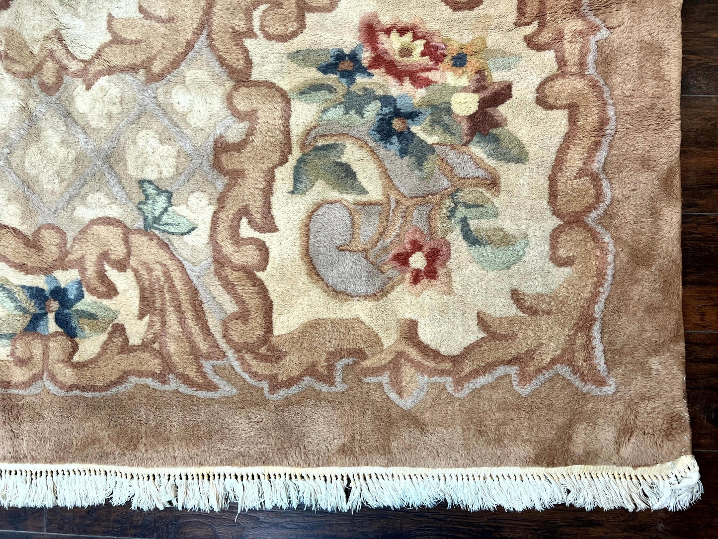 Indo Chinese Aubusson Wool Rug 11x16, Palace Sized Carpet, Oversized Handmade Vintage Rug, European Design