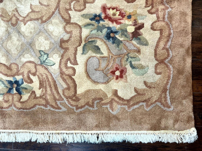 Indo Chinese Aubusson Wool Rug 11x16, Palace Sized Carpet, Oversized Handmade Vintage Rug, European Design