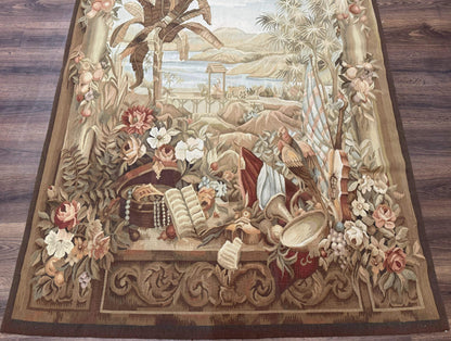Aubusson Tapestry Wool French Handmade Vintage Wall Hanging 5x7