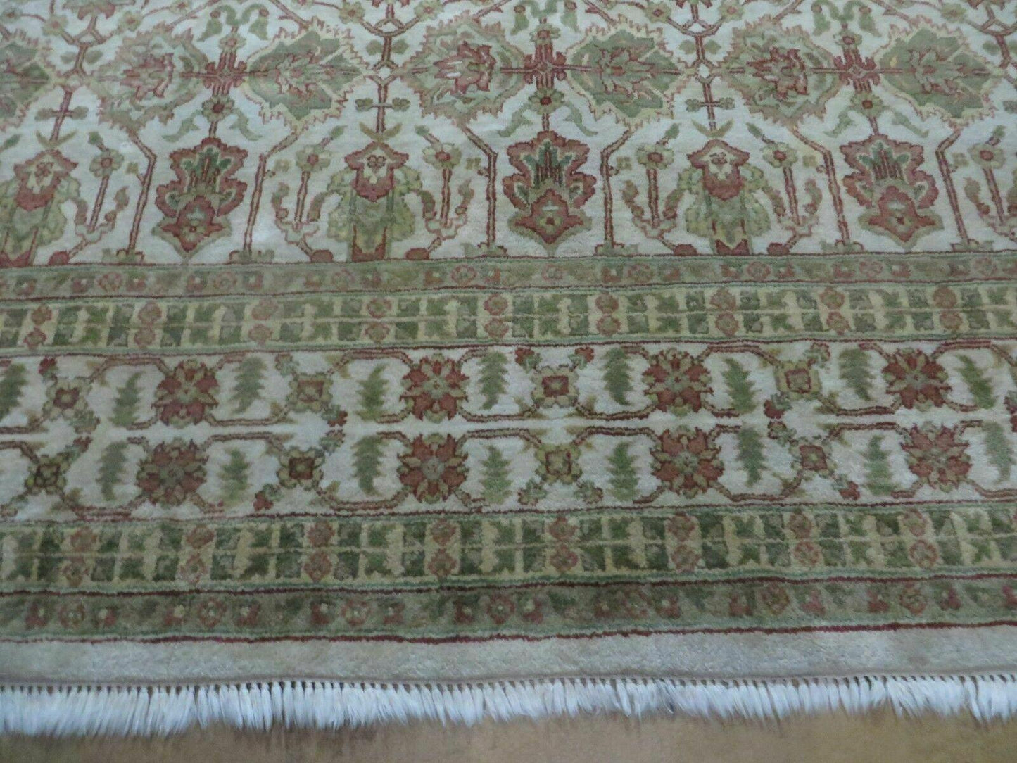 Handmade Wool Rug 8Ft 5In By 11Ft 8In Agra Floral Oriental Tea Washed