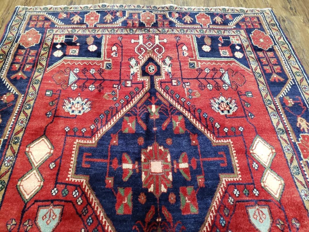 Antique Persian Rug Hand Knotted Zanjan Nahavand Heriz Wool 5x9 Handcrafted