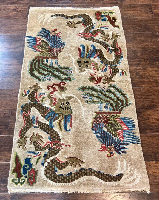 Peking Rug Handmade Wool Antique Chinese Oriental Carpet With Dragon Motifs