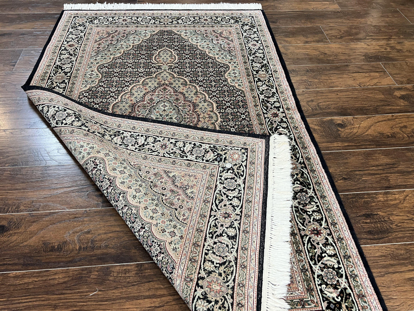 Persian Rug Hand Knotted Wool 4x6 Herati Mahi Vintage Black