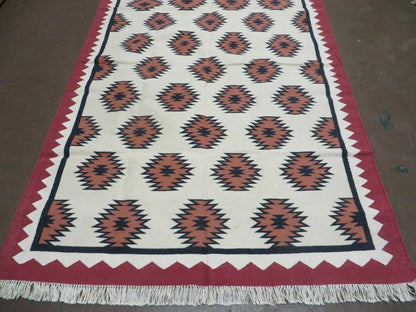 Hand Woven Wool Rug Kilim Dhurrie 5 By 8 Contemporary Oriental Area Rug