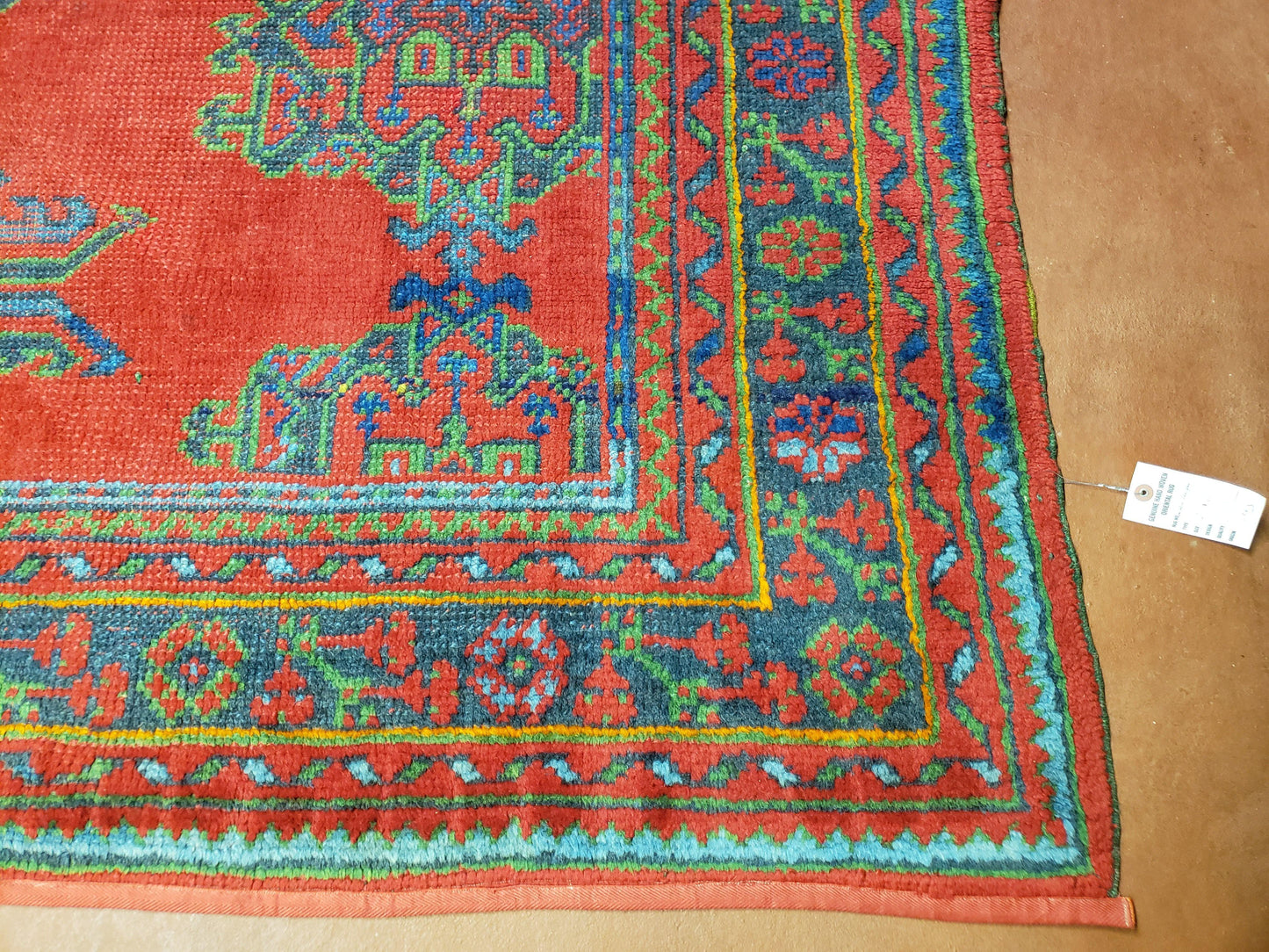 Turkish Oushak Rug 7x11 Vintage Red And Blue Hand Knotted Wool Area Rug
