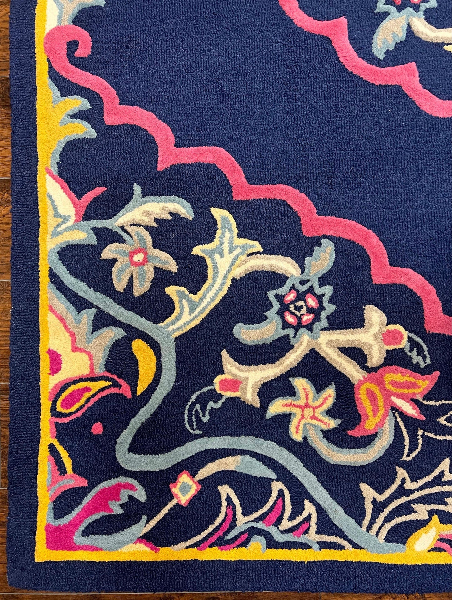 Safavieh Belagio Wool Rug 8x10 Navy Pink Yellow Floral Modern Area Rug