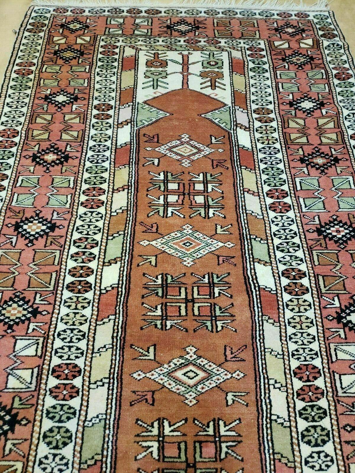 Oushak Wool Rug Antique Turkish Handmade 4x7