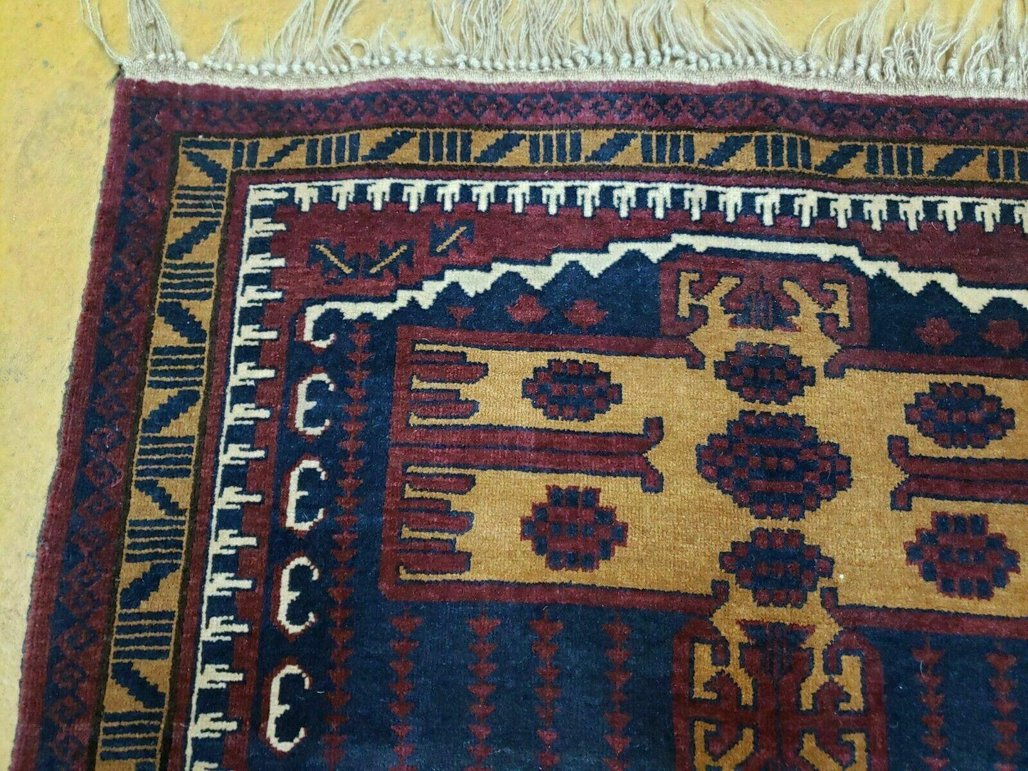 Vintage Balouchi Rug Tribal Wool 3x4 Handmade Natural Dyes