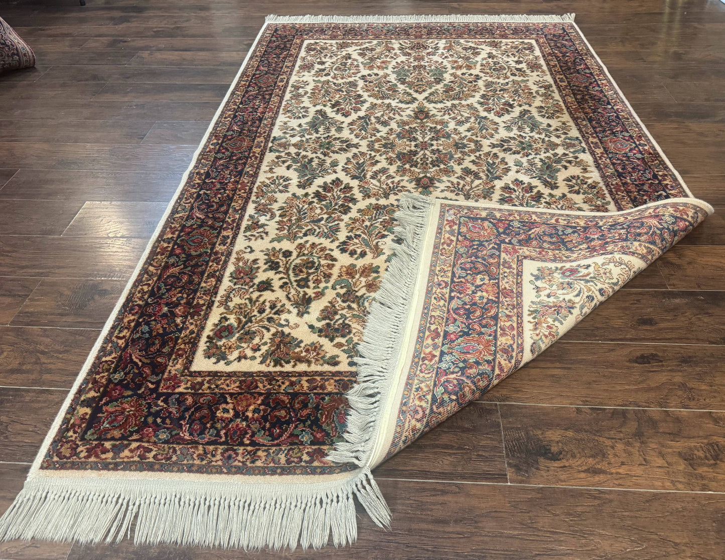 Karastan Rug 5.9 x 9, Ivory Sarouk #760, Wool Pile, Original 700 Series, Vintage