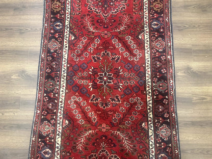 Red Persian Rug 2.6 x 6.8, Floral, Antique Per'sian Carpet, Persian Malayer Rug, Hamadan Rug
