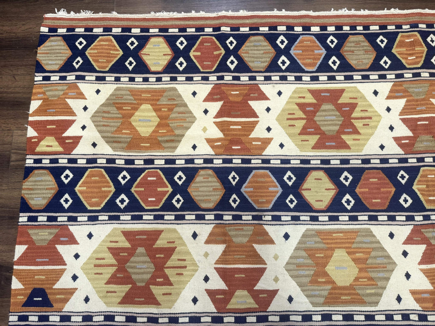 Turkish Kilim Rug 8x11 Handmade Wool Vintage Nourison Area Rug for Living Room