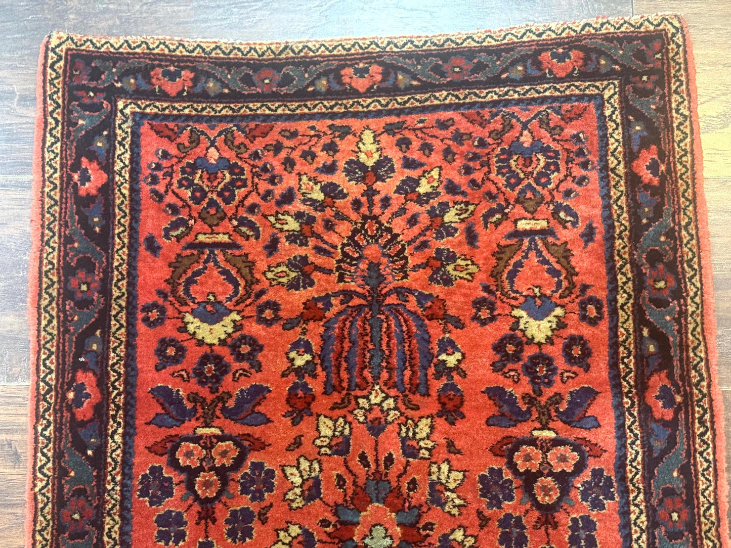 Antique Persian Sarouk Rug 2x4 Hand Knotted Wool Area Rug