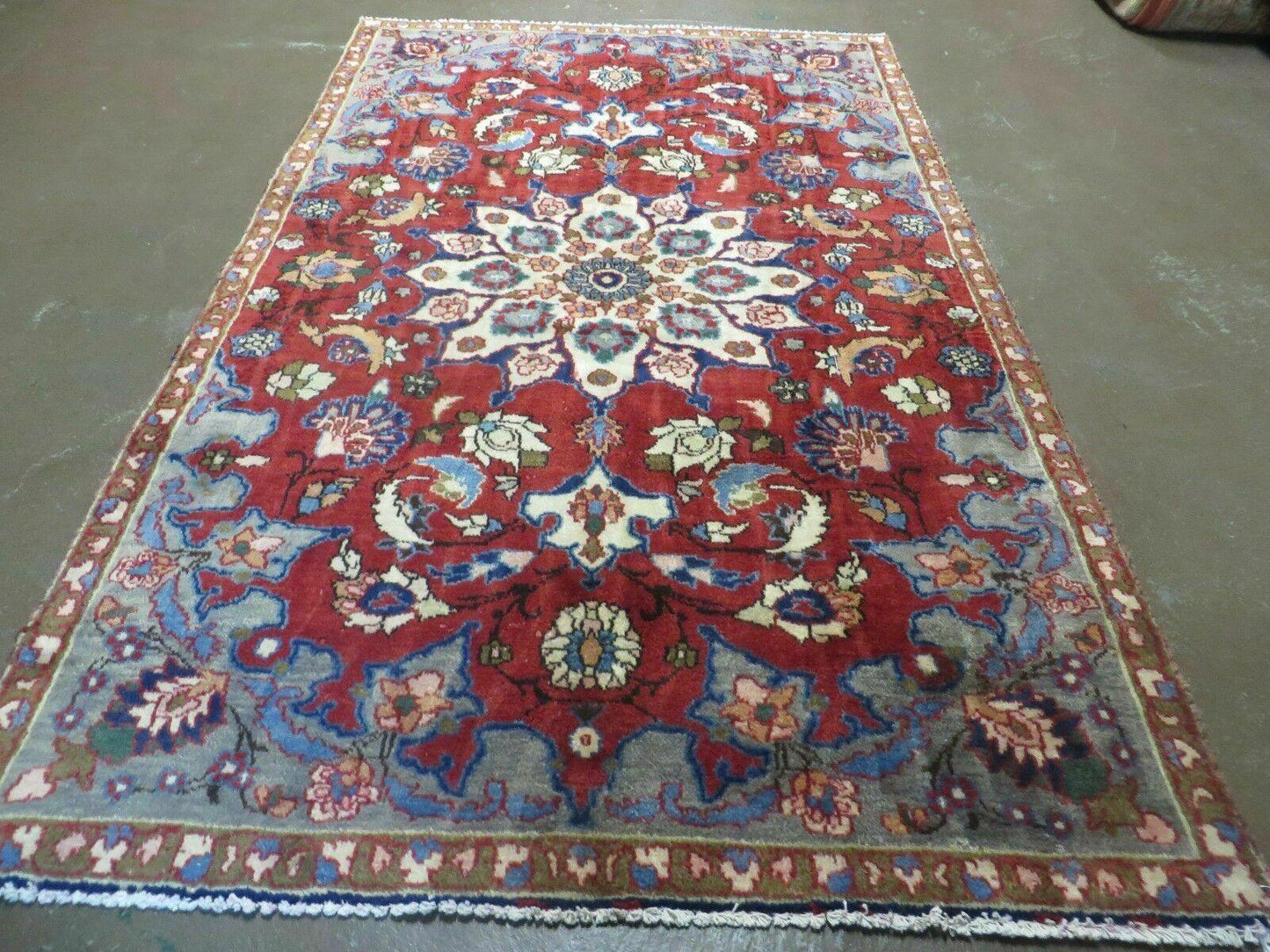 Antique Handmade India Floral Oriental Wool Rug With Vegetable Dyes 4x6 Vintage Persian Style