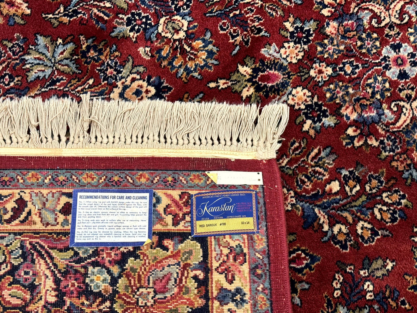Karastan Rug 10x14, Red Sarouk #785, Wool Original 700 Series