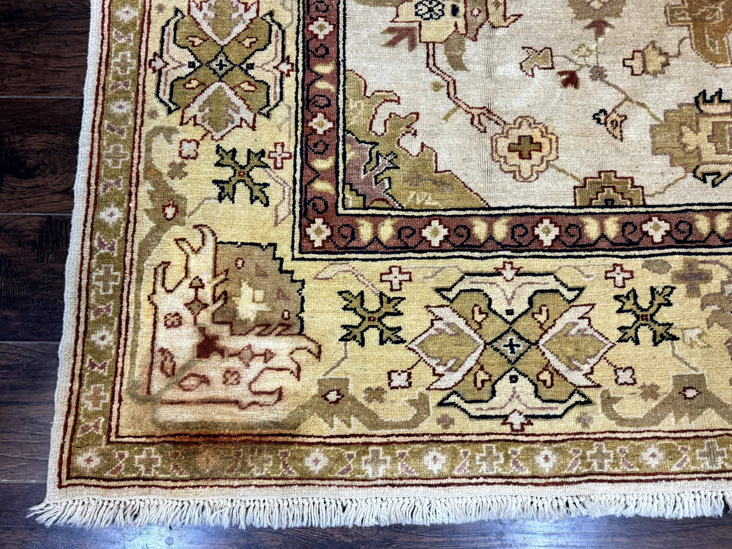 Turkish Oushak Rug 9x12 Hand Knotted Wool Carpet Vintage Oat Color