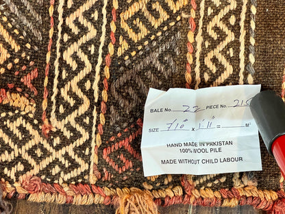 Tribal Runner Rug 2x8, Pakistani Turkoman Runner, Wool Handmade Vintage Rug