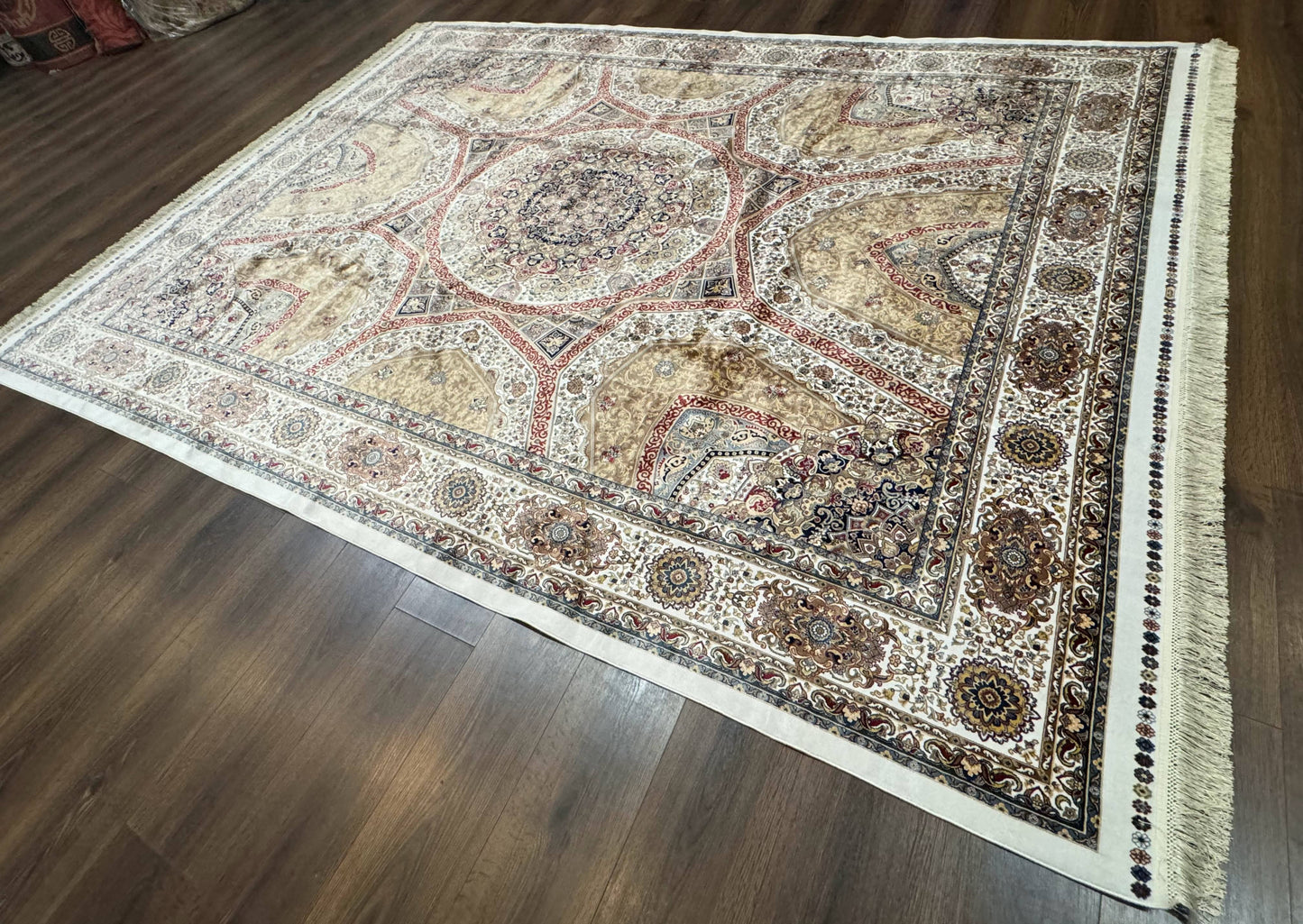 Turkish Silk Rug 8x10 Hereke Dome Design Bamboo Silk Carpet New