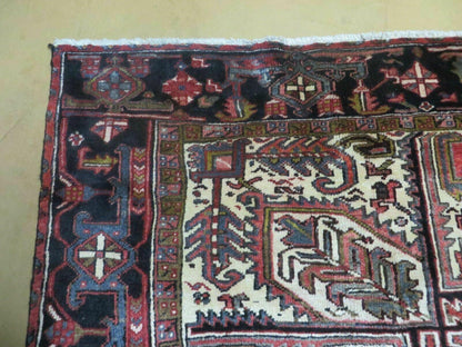 Persian Heriz Rug 8x12 Hand Knotted Wool Geometric Medallion Room Size Carpet