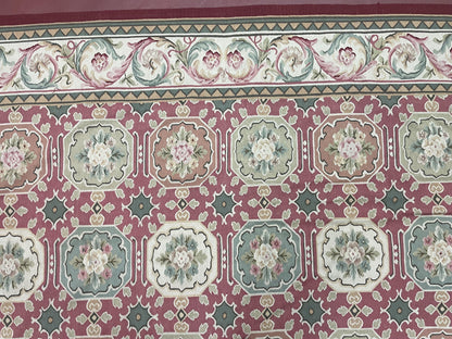 Square Aubusson Rug 9x9, Panel Design, European French English Carpet, Wool