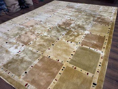 Large Wool Rug 10x13 Modern Panel Design Contemporary Carpet