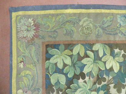 Antique French Tapestry Aubusson Style Nature Handmade One Of A Kind Rare