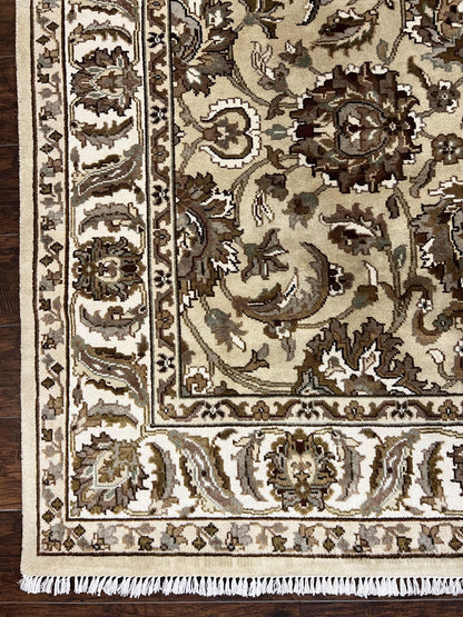 Indo Mahal Rug 6x9 Hand Knotted Wool Floral Ivory Green Traditional Carpet