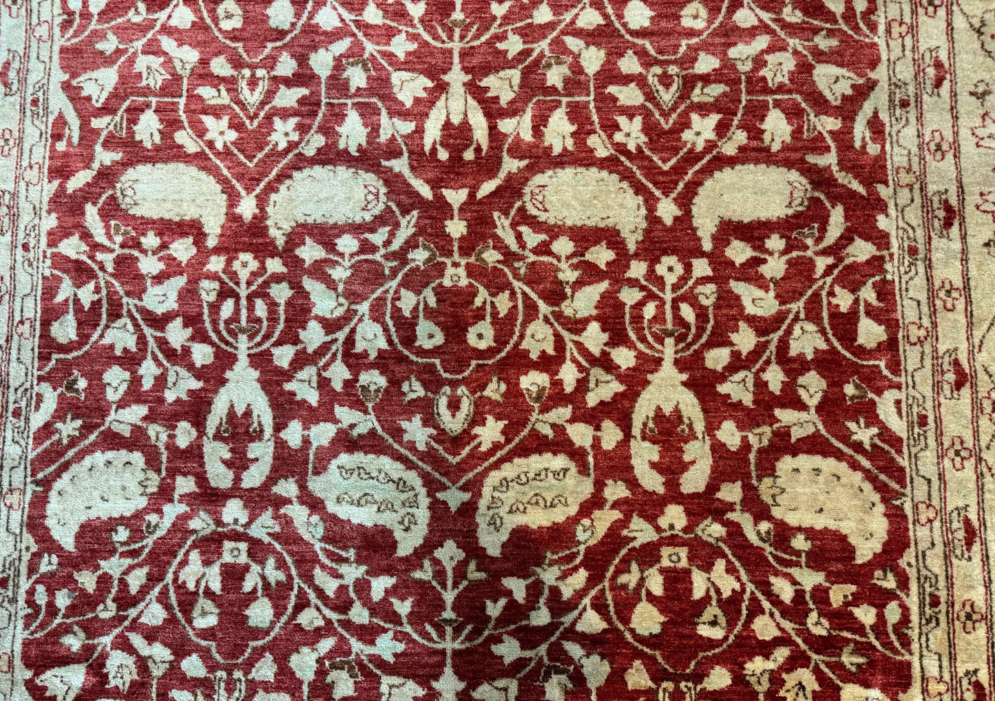 Handmade Pakistani Chobi Rug 8x10 Red Wool Area Rug For Living Room Decor