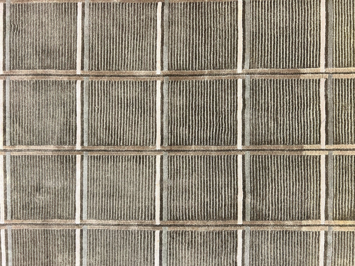 Tibetan Rug 4x6 Handmade Green Wool Area Rug With Panel Design Modern Contemporary