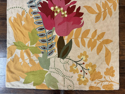 Indian Hand Stitched Rug 4x6, Floral, Silk, Large Floral Design