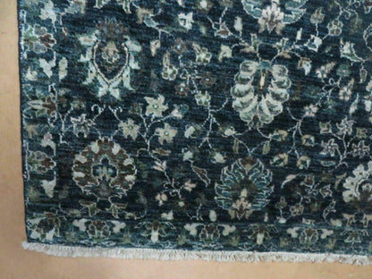 Vintage Handmade Pakistani Floral Oriental Wool Rug 5ft 6in by 8ft Black And Grey