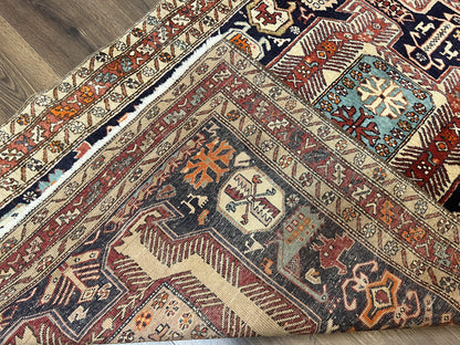 Persian Ardabil Runner Rug 4x10 Hand Knotted Antique Wool With Animal Pictorials
