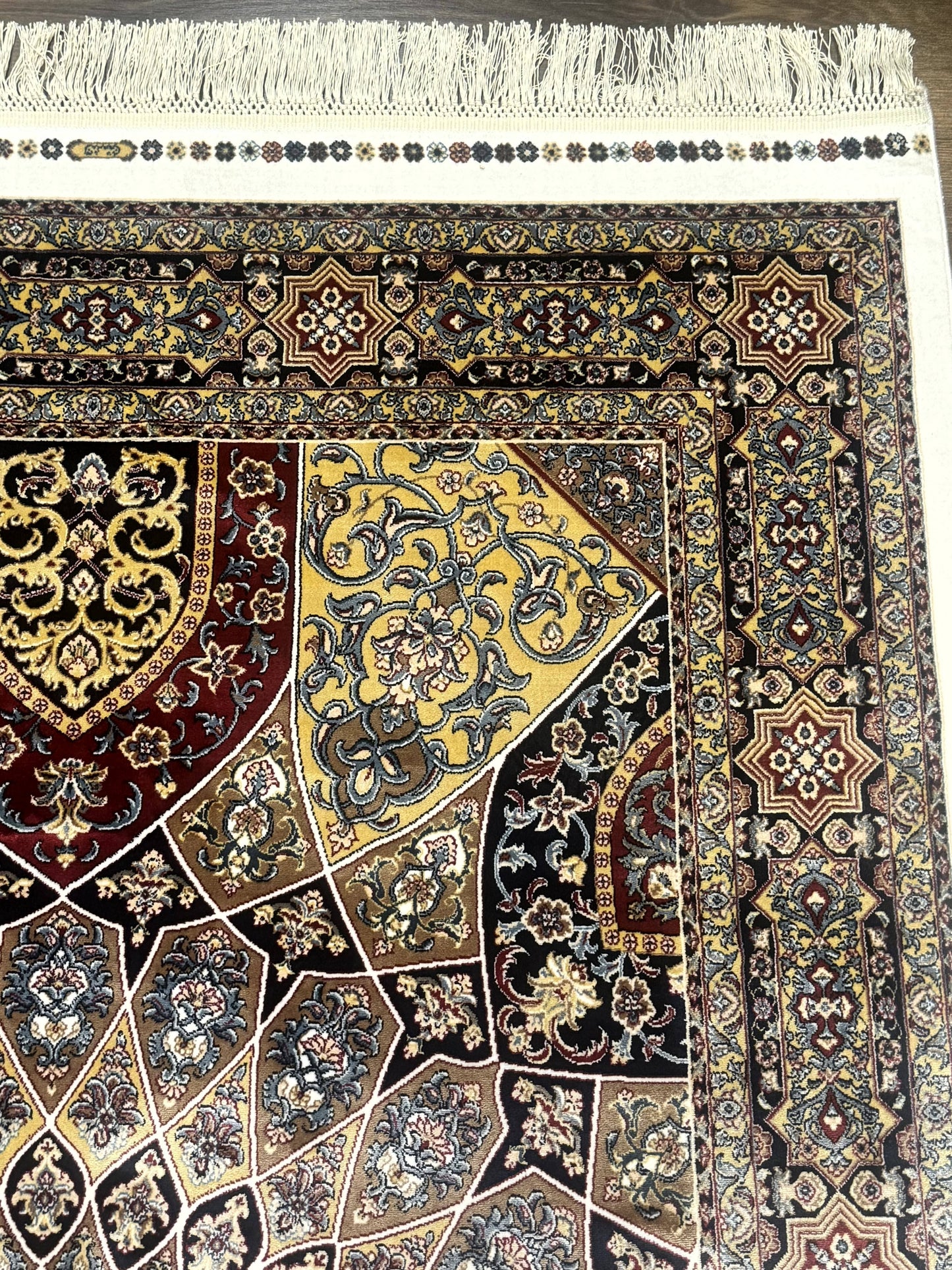 Turkish Silk Rug 4x6 Dome Design Bamboo Silk Memluk Carpet