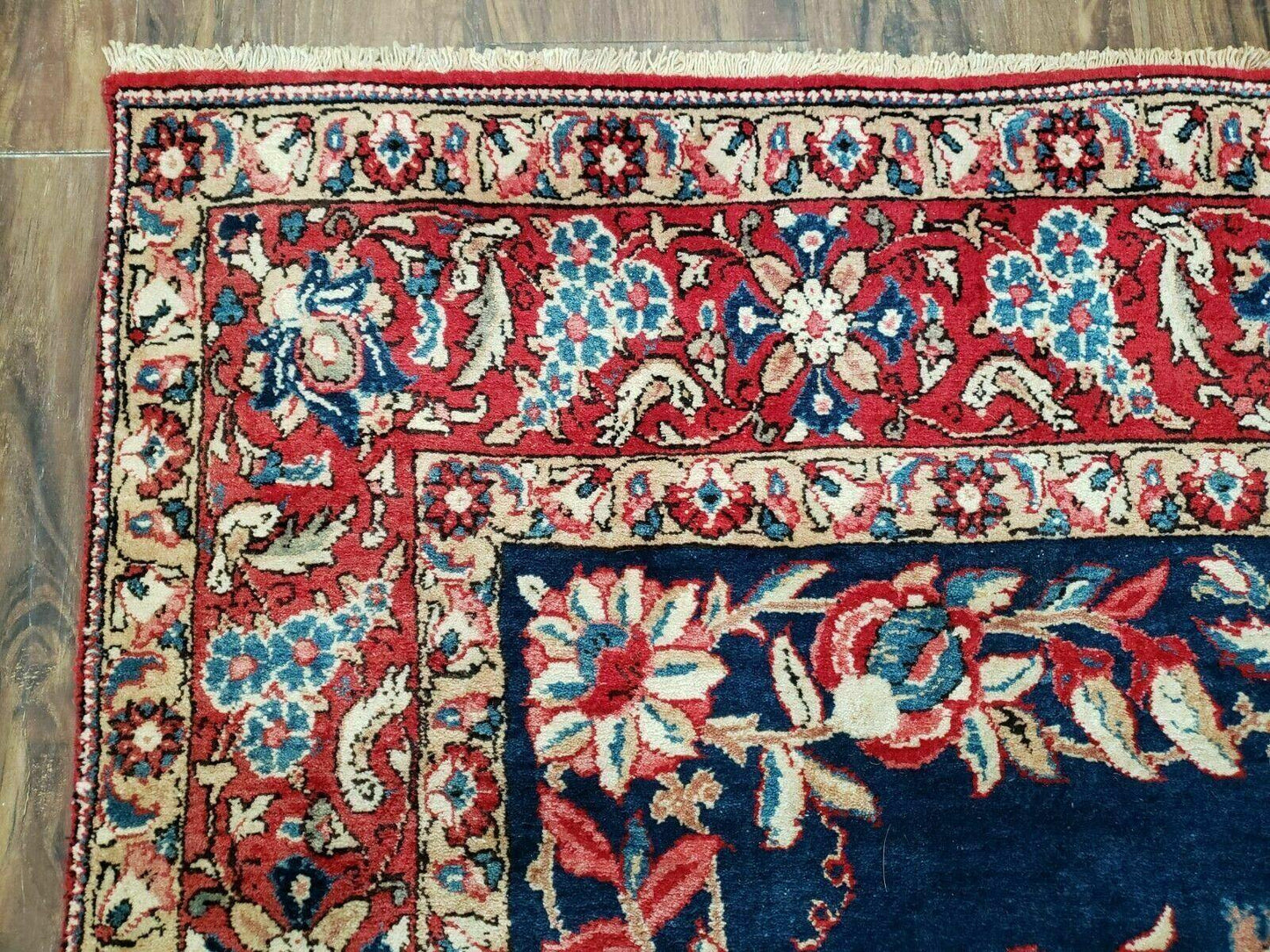 Vintage Turkish Wool Rug 4 By 7 Feet Floral Birds Tree Of Life Blue Red Handmade