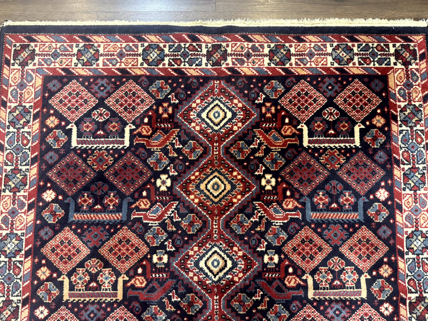 Karastan Rug 5x8, Yuruk Collection #530, Geometric Tribal Wool Pile Vintage Carpet