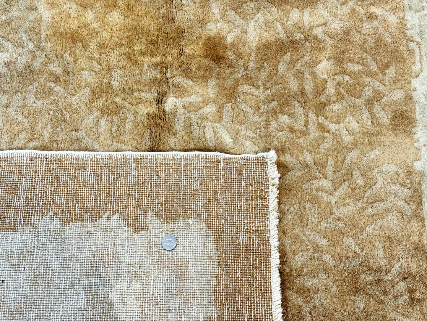 Peking Rug 5x7 Vintage Chinese Wool Carpet Golden Tan Hand Knotted Traditional