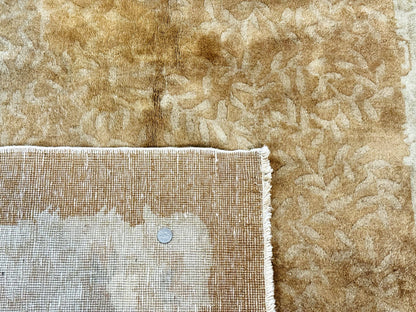 Peking Rug 5x7 Vintage Chinese Wool Carpet Golden Tan Hand Knotted Traditional