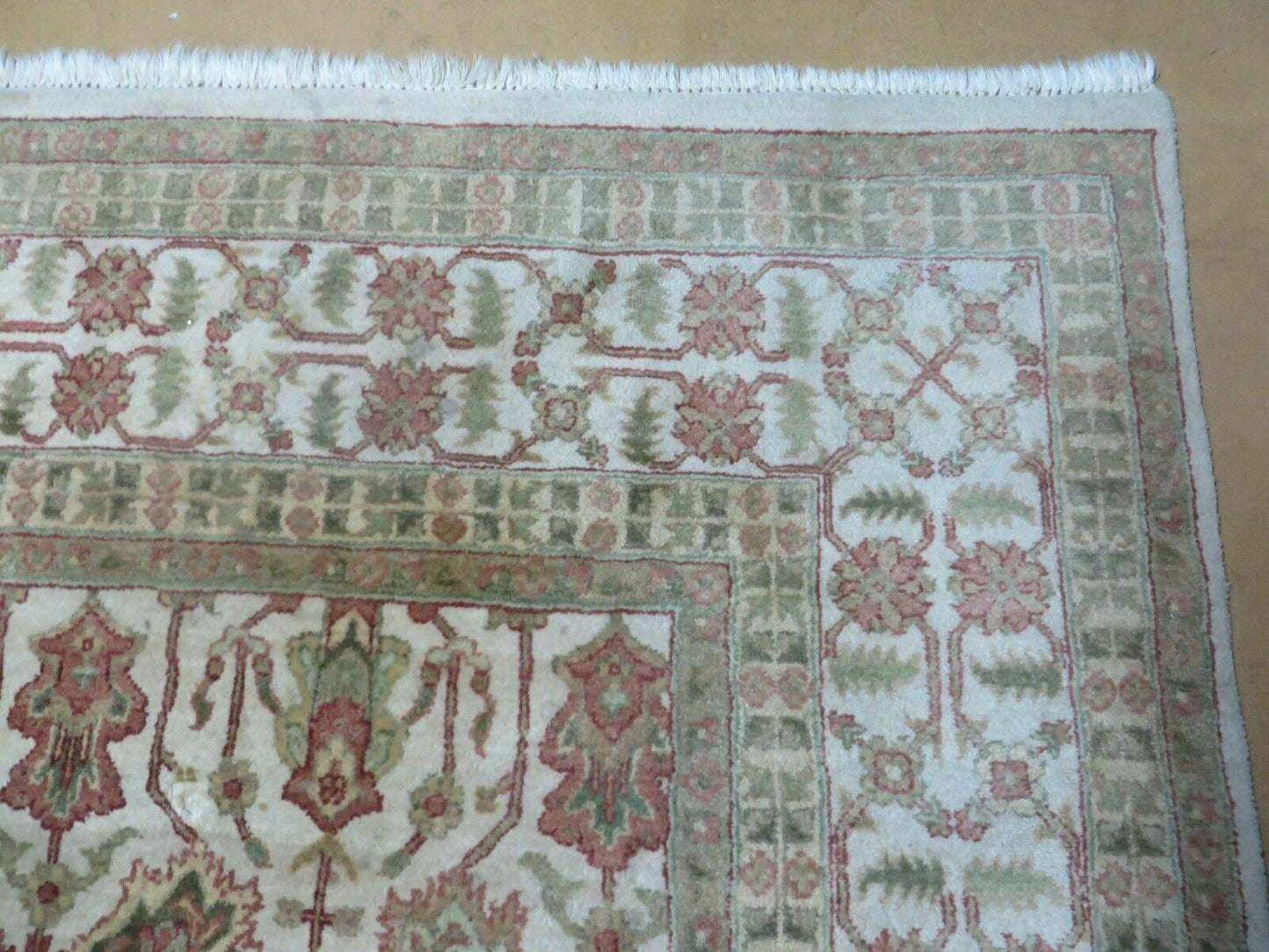 Handmade Wool Rug 8Ft 5In By 11Ft 8In Agra Floral Oriental Tea Washed