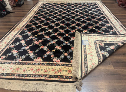 Karastan Garden of Eden Rug 8.8 x 12 Ebony Trellis Floral Wool Pile Vintage Discontinued