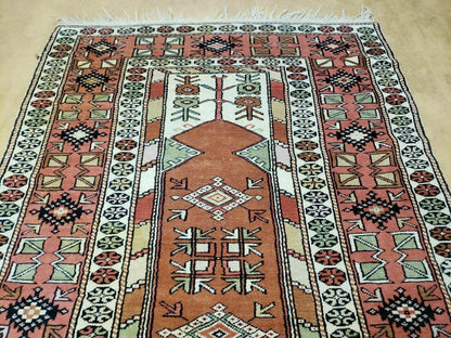 Oushak Wool Rug Antique Turkish Handmade 4x7