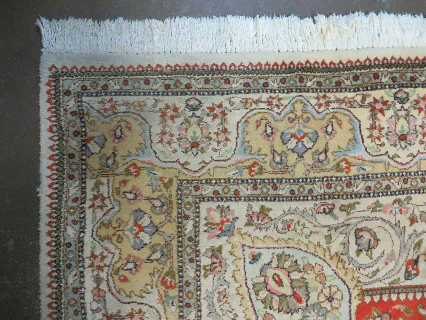 Vintage Persian Tabriz Rug 9x12 Hand Knotted Wool Floral Medallion