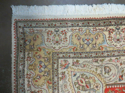 Vintage Persian Tabriz Rug 9x12 Hand Knotted Wool Floral Medallion