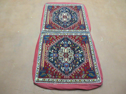 Turkish Floral Wool Rug Pillow Cover Antique Handmade Two Piece Cushion