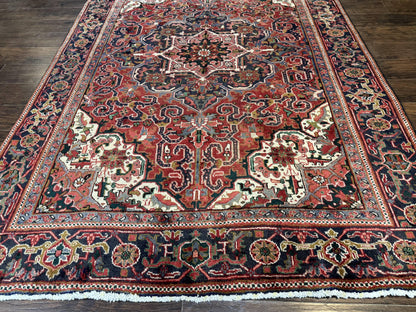 Heriz Rug 6 Foot 6 In By 9 Foot 3 In Wool Persian Carpet With Geometric Medallion