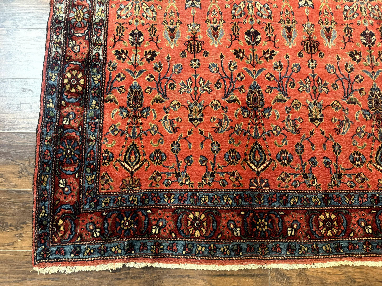 Antique Persian Tribal Rug Hand Knotted Wool Area Rug 5x6.6 Tomato Red