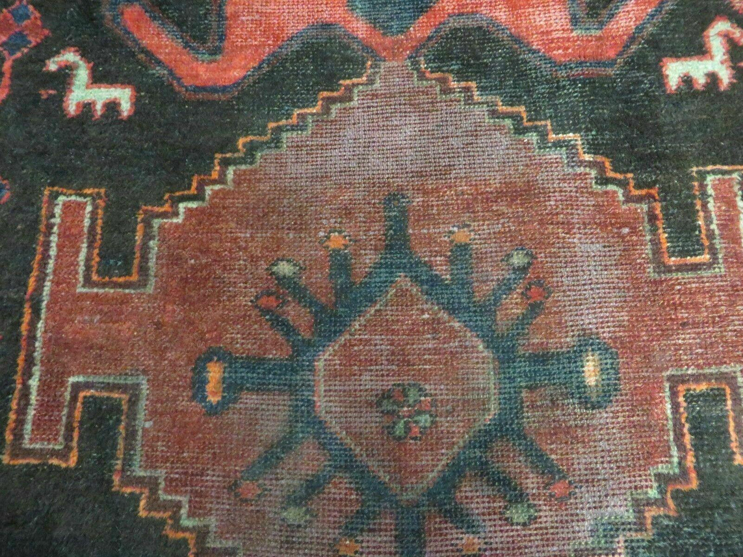 Antique Wool Rug Hand Made From India Geometric Oriental Tribal Red 603 4 By 8 Feet