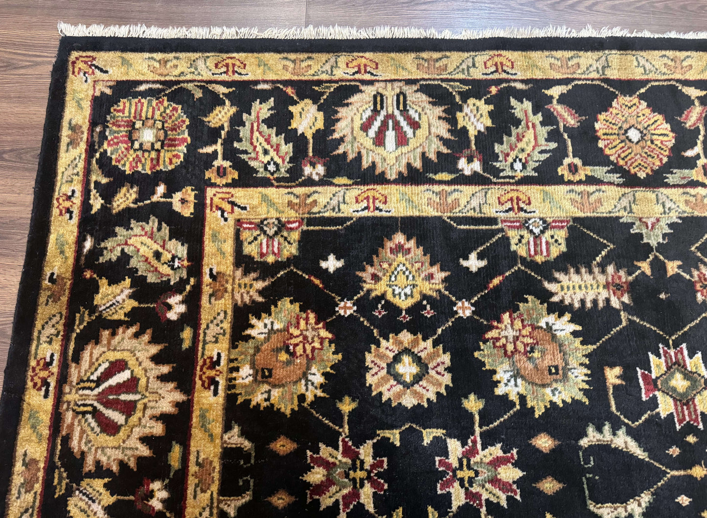Indo Persian Mahal Rug 8x10 Hand Knotted Wool Oriental Carpet Black and Gold