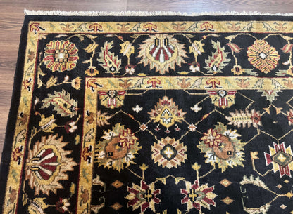 Indo Persian Mahal Rug 8x10 Hand Knotted Wool Oriental Carpet Black and Gold