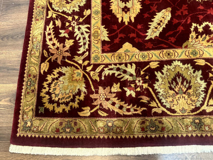 Indo Mahal Rug 9x12, Allover Pattern, Dark Red, Traditional Wool Area Rug