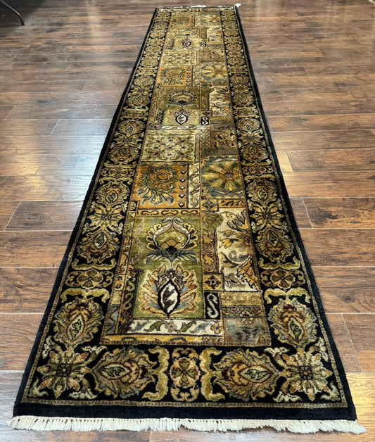 Indian Runner Rug 3x14, Panel Design, Oriental Carpet for Hallway